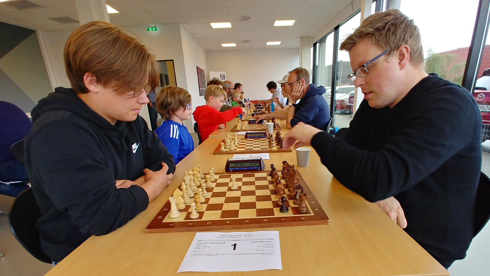 Thomas Sekkingstad og Stig K. Martinsen delte poenget mellom seg i dagens møte. Foto: Tom Eriksen